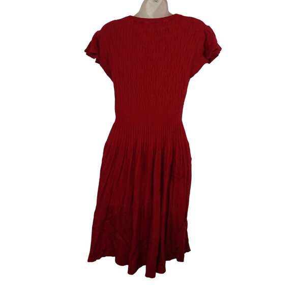 Sparrow Red Knit Sweater Dress Women Size L Wool Angora Blend Scoop Neck FLAW - Picture 3 of 10